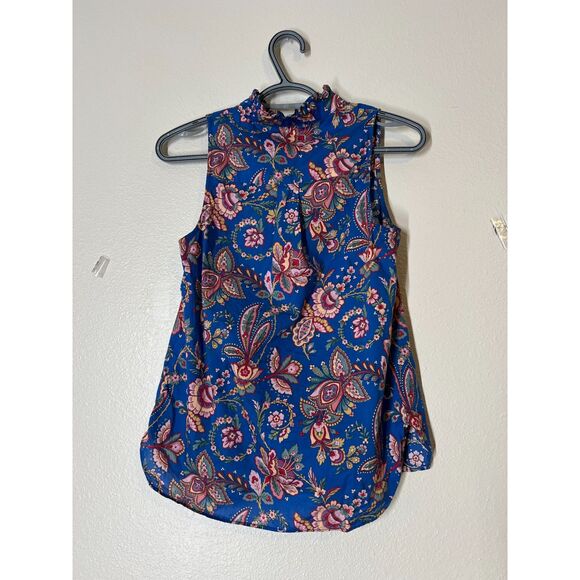 J Crew Liberty Fabric Floral Blue Tank Top Womens Sz 00 Lightweight Cottagecore - Picture 4 of 9